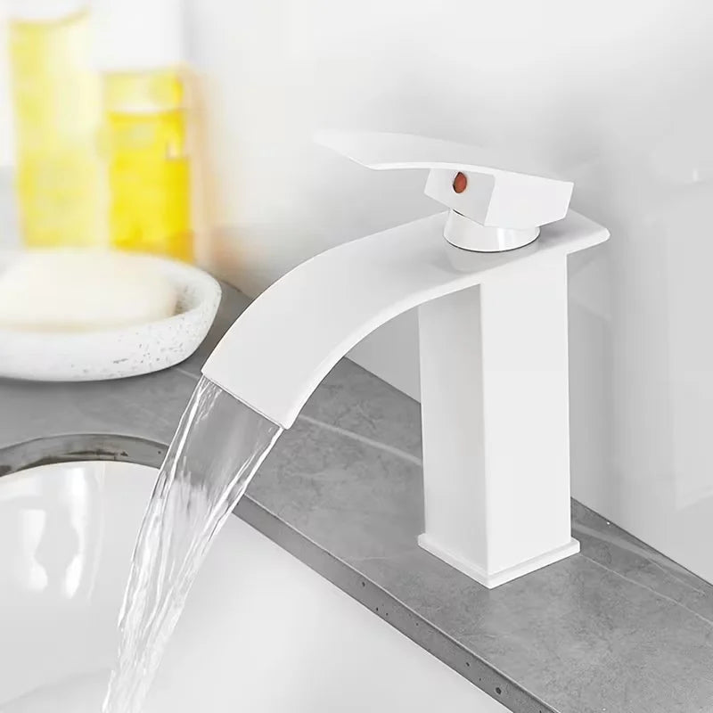 Pure White Waterfall Faucet Use Bathroom Basin Tap