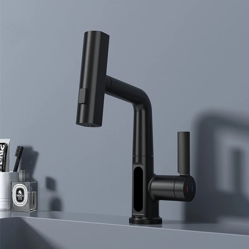 Temperature Digital Display Basin Tap Pull Out Cold