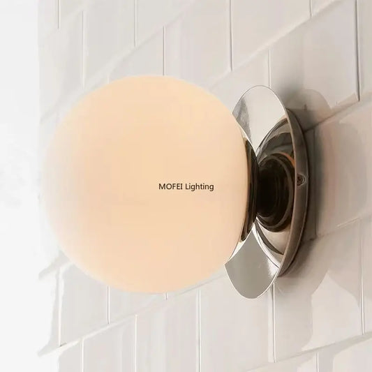 Nordic Globe Glass Wall Lamp Bathroom Mirror Front