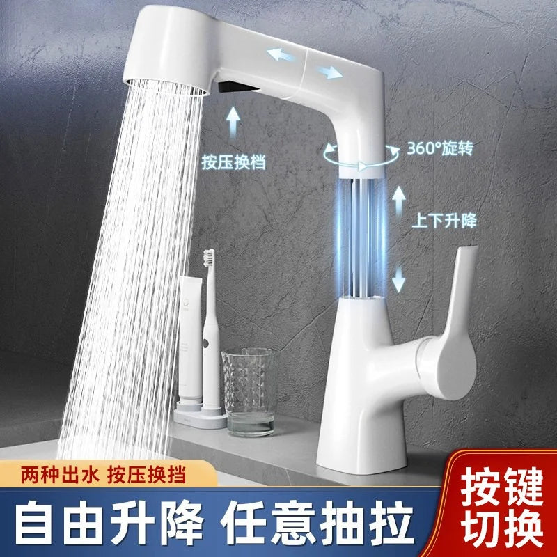 Bathroom Sink Faucet Pull Out Sprayer Handle Hole