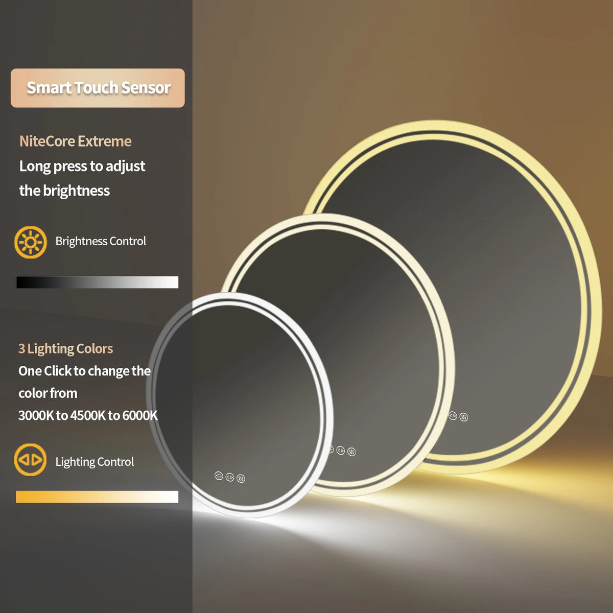 Bathroom Mirror Led Lights Circle Backlit Illuminated Wall