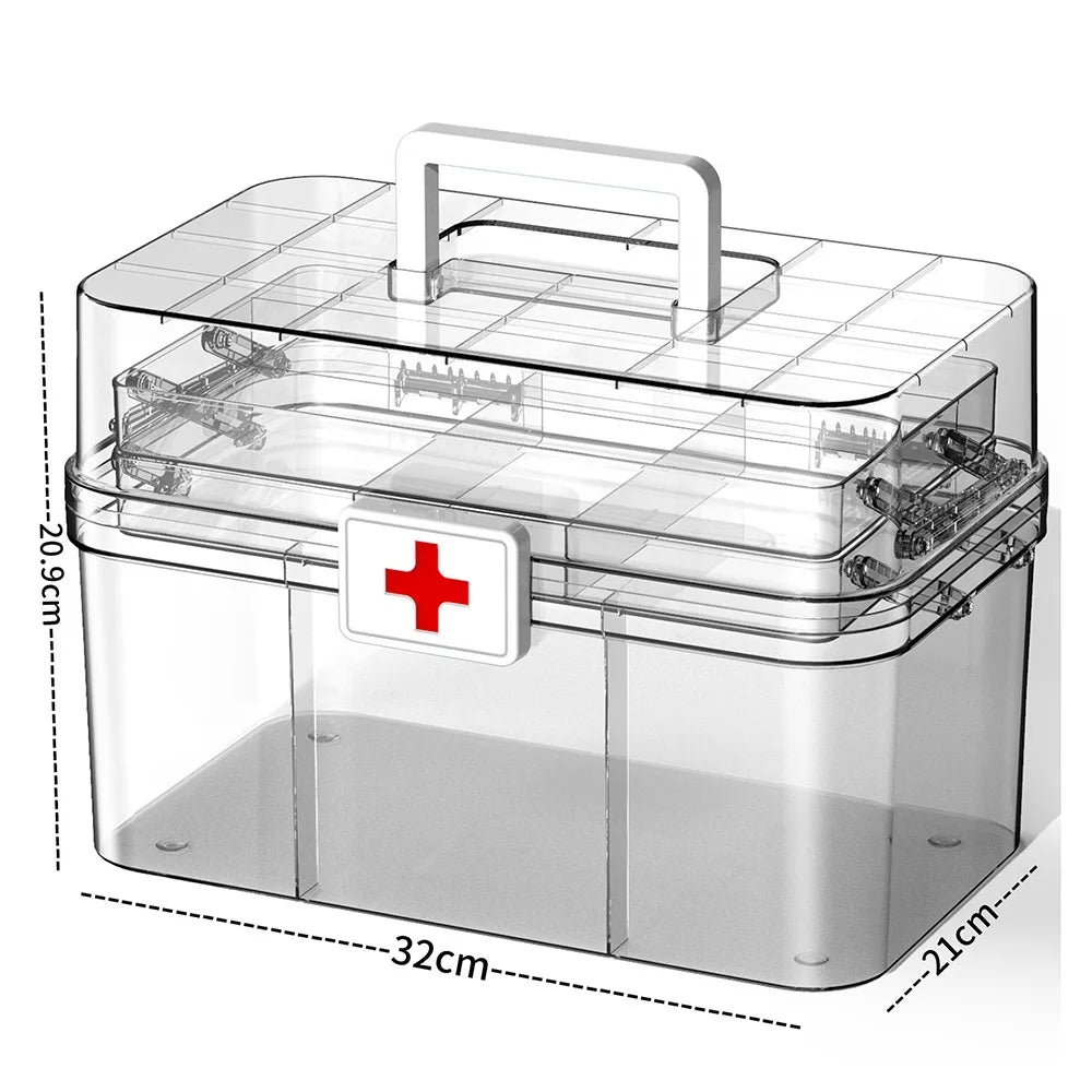 Plastic 3-Layers Medicine Box Sorting Storage Dustproof Drug