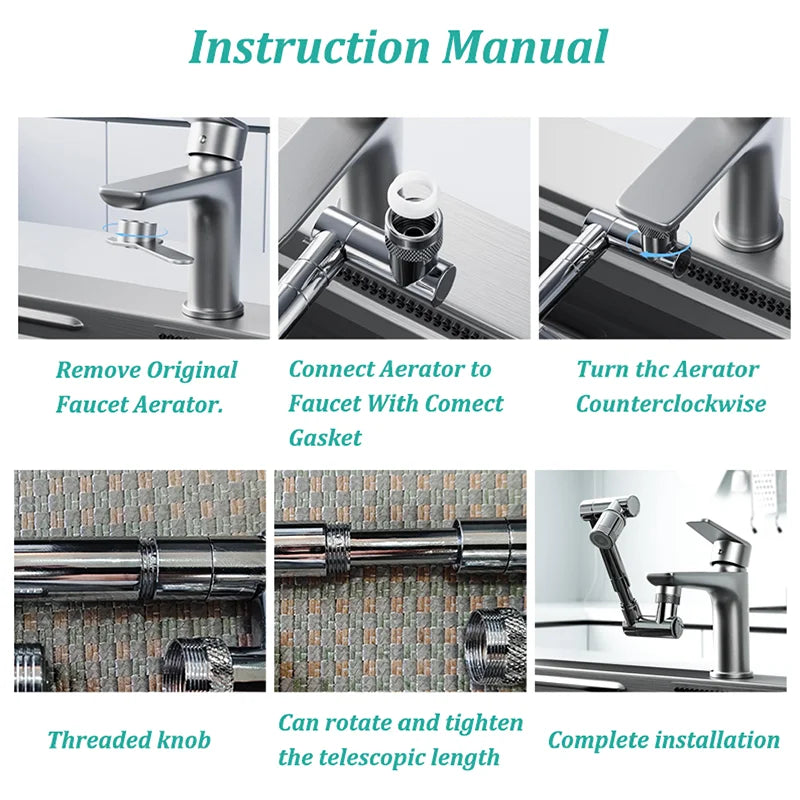 1440 Scalable Metal Faucet Aerator Splash-Proof Bathroom Tap