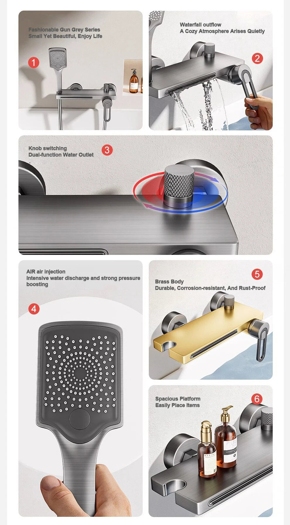 Bathtub Shower Faucet Handle Spout Mixer Tap Hand