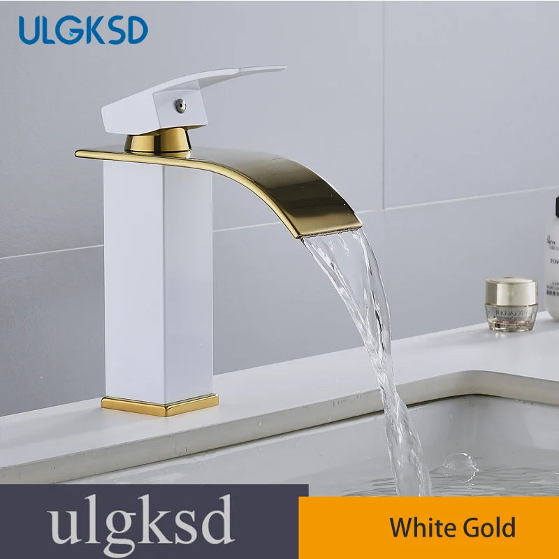 Waterfall Bathroom Basin Sink Faucet Handle Mixer Tap
