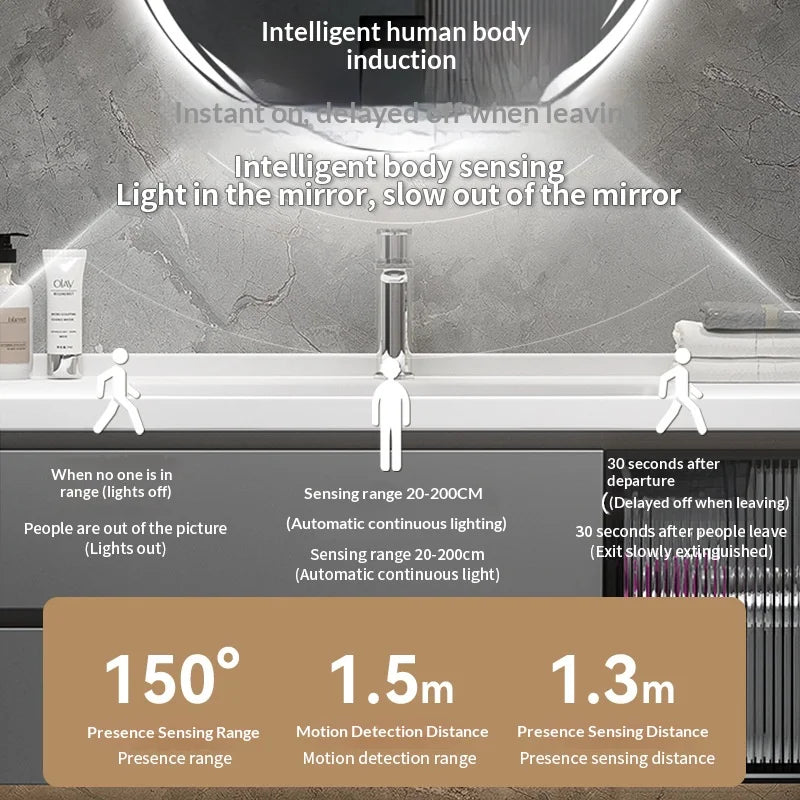 Bathroom Mirror 70 Cm Round Anti-Fog Led Bathroom