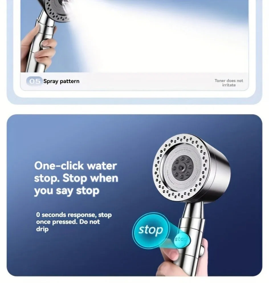 Modes Bathroom Shower Head High Pressure Powerful Rain