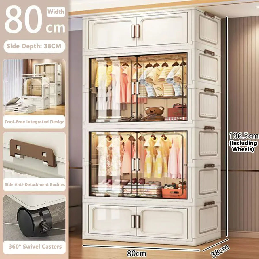 Multi-Functional Folding Storage Cabinet Doors White/Black/Gray