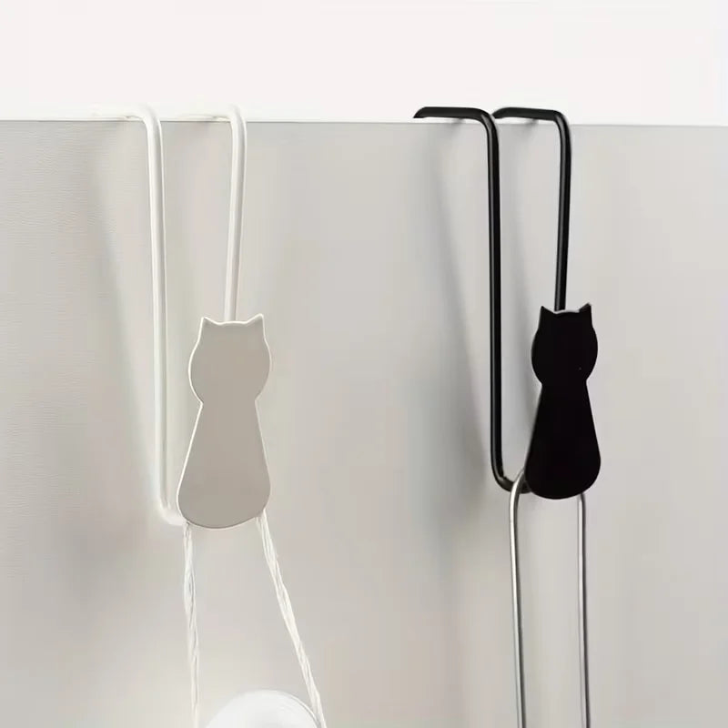 2pcs No-Nail Iron Cat Hook Halloween Black Cat