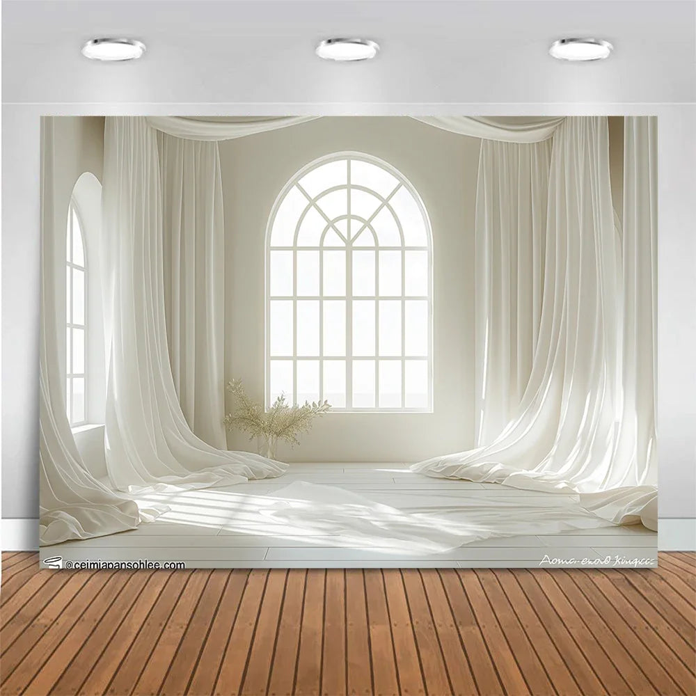 White Gauze Curtains Background Wedding Bride Shower Photography