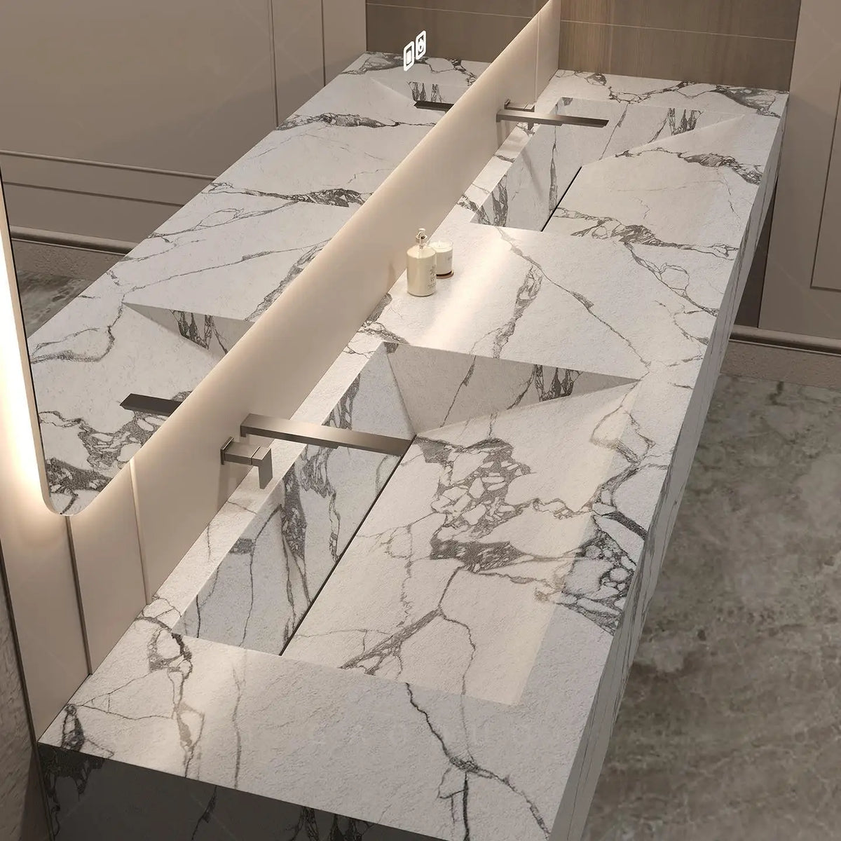 Any Size Custom Marble Seamless Stone Vanity Customizable