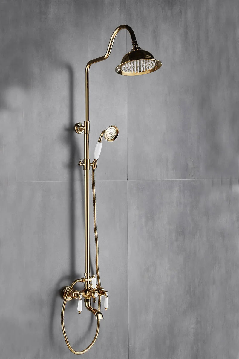 Bathroom Bathtub Faucet Wall Mounted Classical Style Brass
