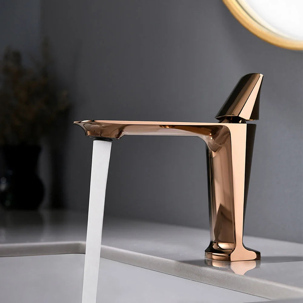 Kemaidi Rose Gold Bathroom Basin Sink Faucet Square