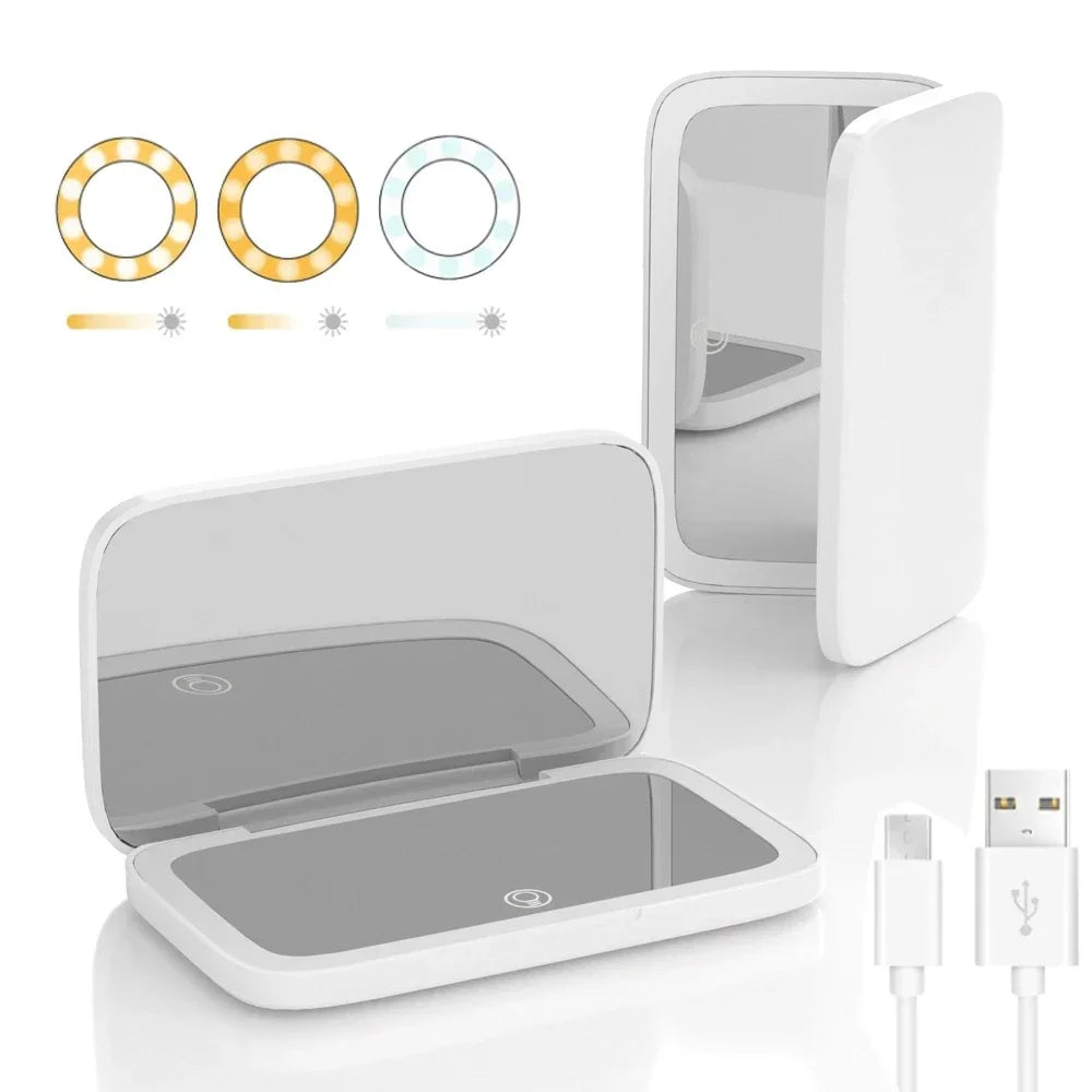 Rechargeable Square Makeup Mirror Led Lights 1x/5x Magnification