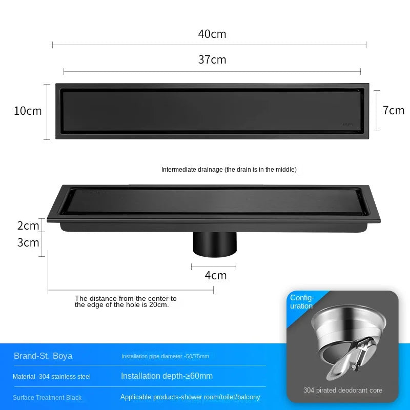 Luxury Hidden 304 Stainless Steel Rectangular Floor Drain