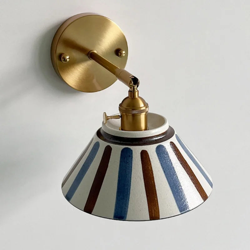 Iwhd Striped Ceramic Led Wall Lamps Bedroom Copper