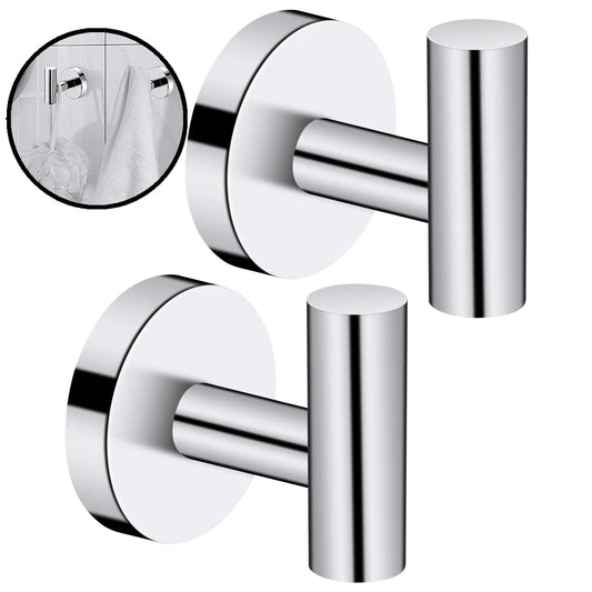 2pcs Polished Bathroom Towel Hooks Stainless Steel Coat