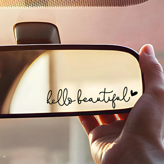 1pc Hello Beautiful Car Rearview Mirror Vinyl Decals