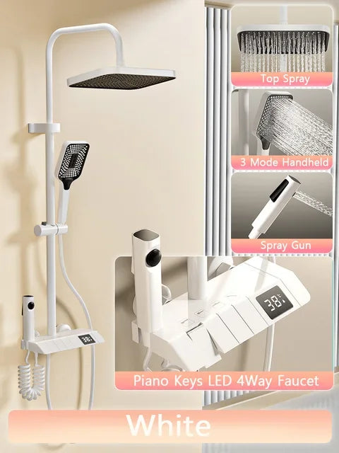 Upgrade Bathroom Shower Led Display Piano Keys Bath