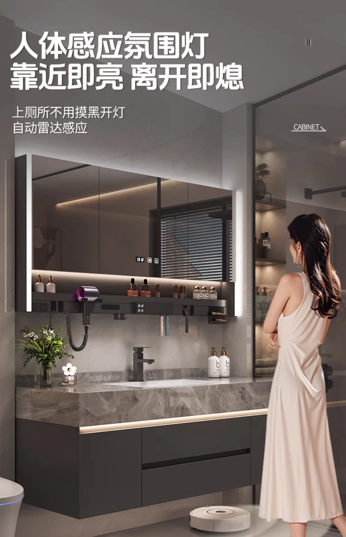 Simple Luxury Bathroom Cabinets Washbasin Vintage Toilet Drawer