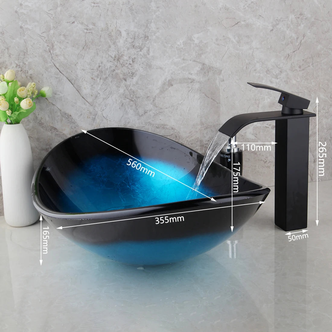 Kemaidi Bathroom Sink Countertop Basin Bowl Faucet Washroom