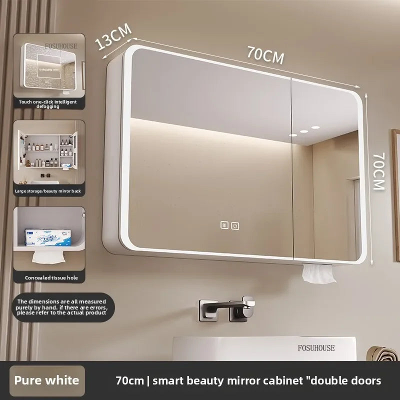 Arc-Shaped Smart Bathroom Mirror Cabinet Wall-Mounted Bathroom