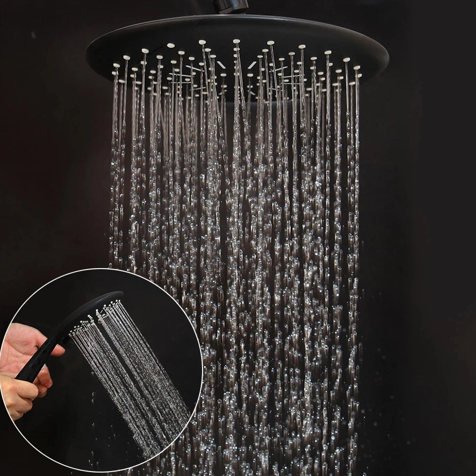 Kemaidi Matte Black Shower Wall Mounted Rainfall Shower