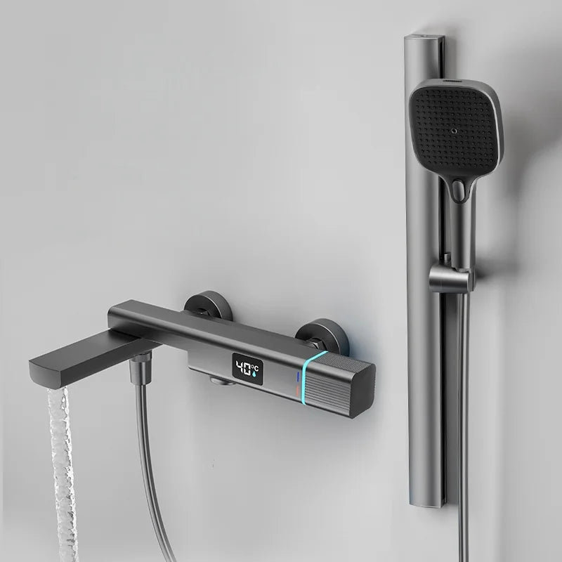 Temperature Display Bathtub Faucet Shower Complete Faucet Cold