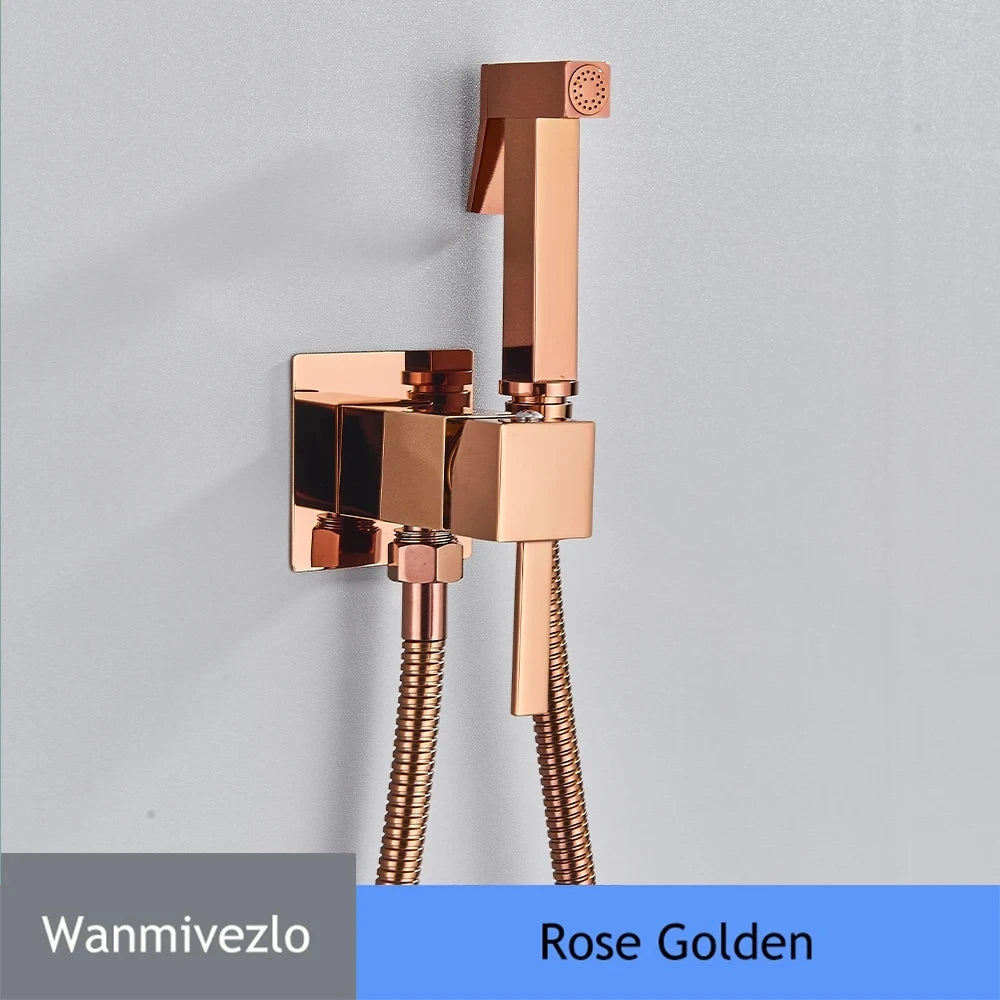 Black/Chrome Toilet Shower Mixer Faucet Cold Water Mixer