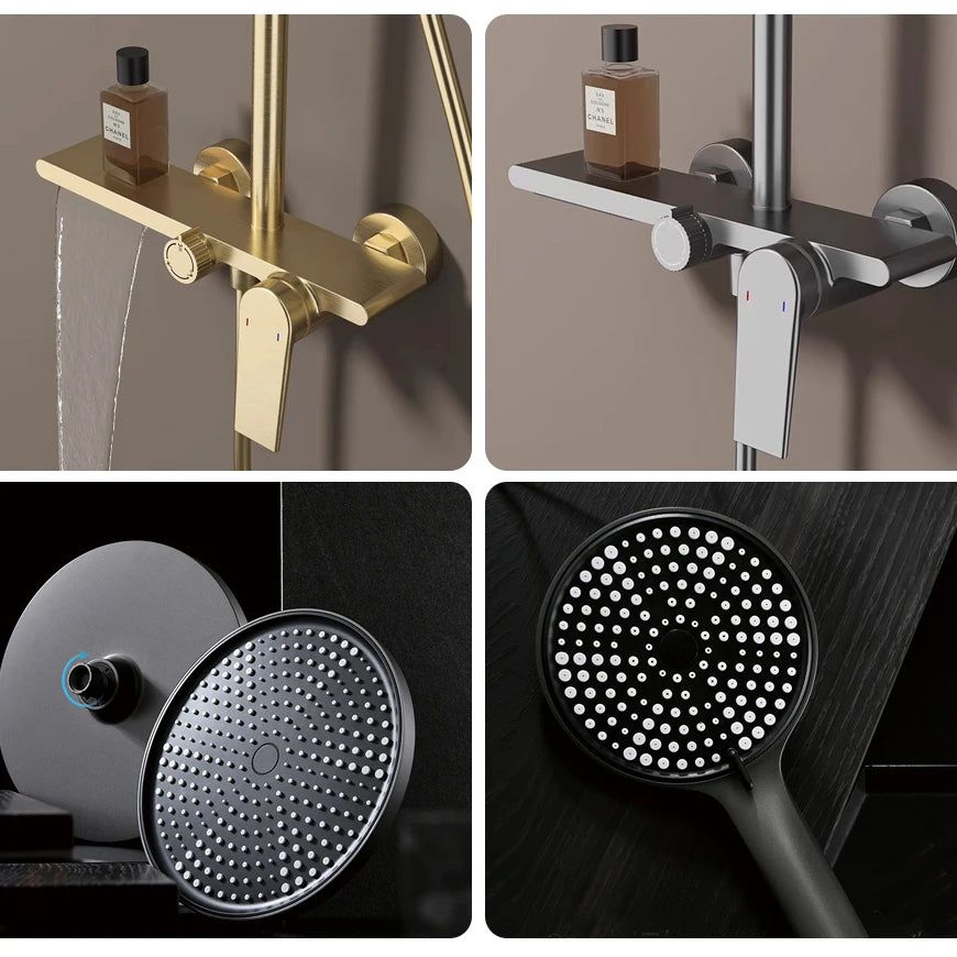 Rose Gold Bathroom Shower System 12 Inch Rain