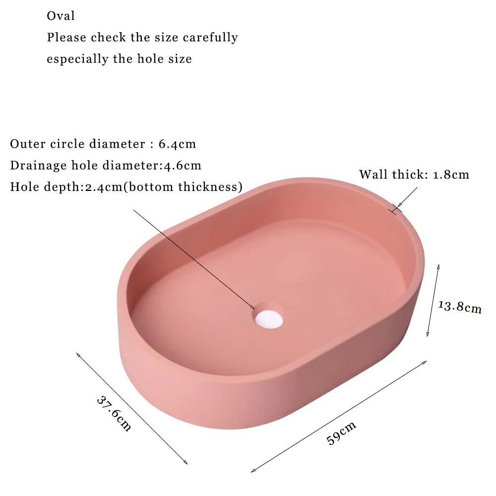 Circular Concrete Sink Silicone Mold Bathroom Square Sink