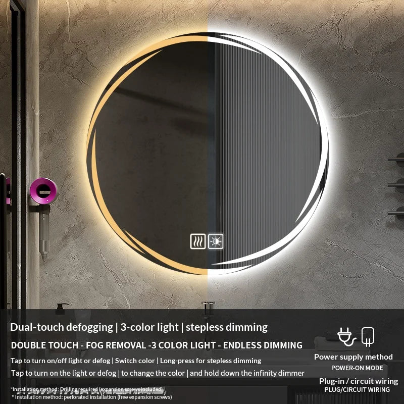 Bathroom Mirror 70 Cm Round Anti-Fog Led Bathroom