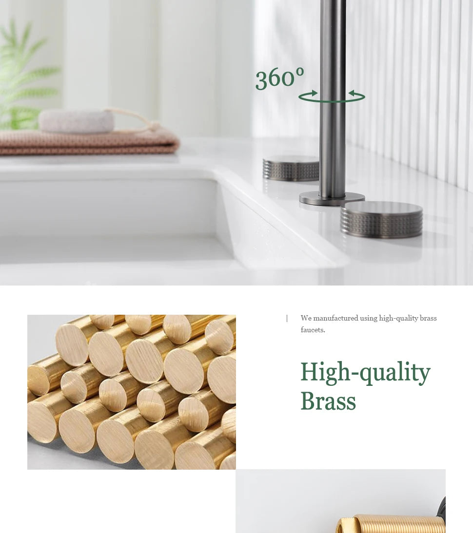 Gumetal Basin Faucet Cold Widespread Tap 360 Rotation