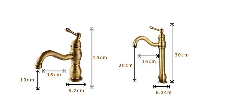 Antique Brass Basin Faucet 360 Rotation Handle Deck