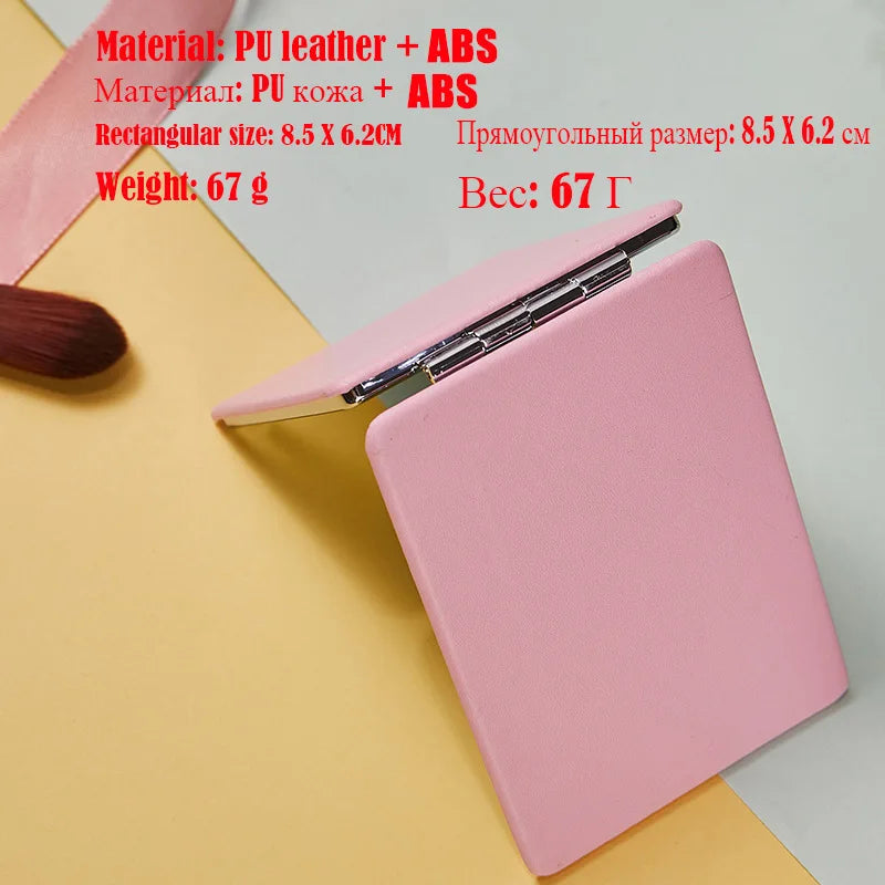 Cute Mini Pu Makeup Mirror Magnify Foldable Double