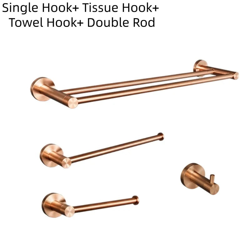Brushed Rose Gold Bathroom Towel Rack Tissue Rack