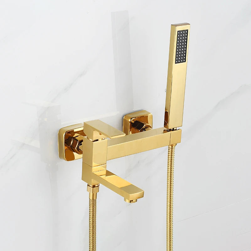 Chrome Black Bath Shower Faucet Wall Mounted Bathtub