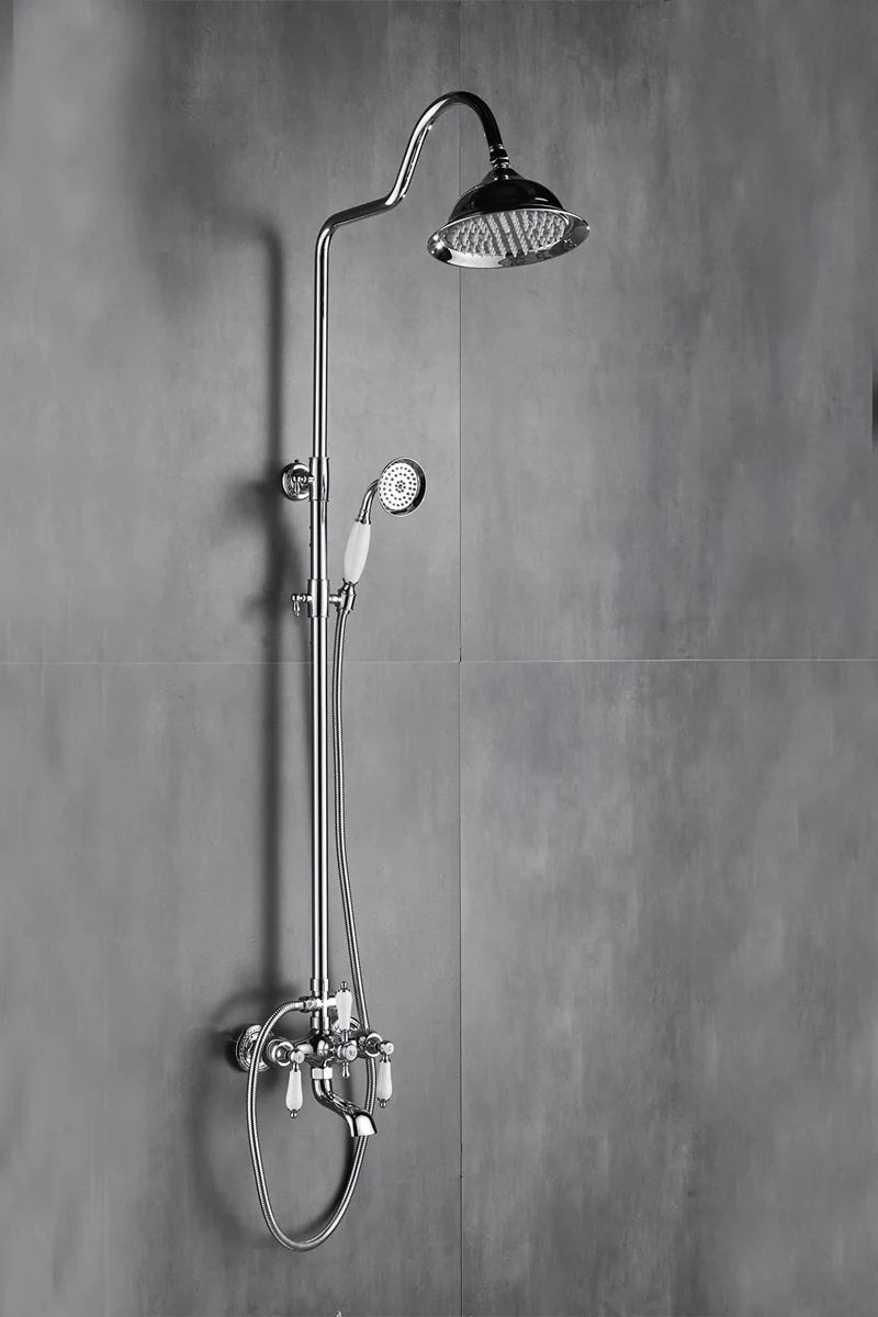 Bathroom Bathtub Faucet Wall Mounted Classical Style Brass