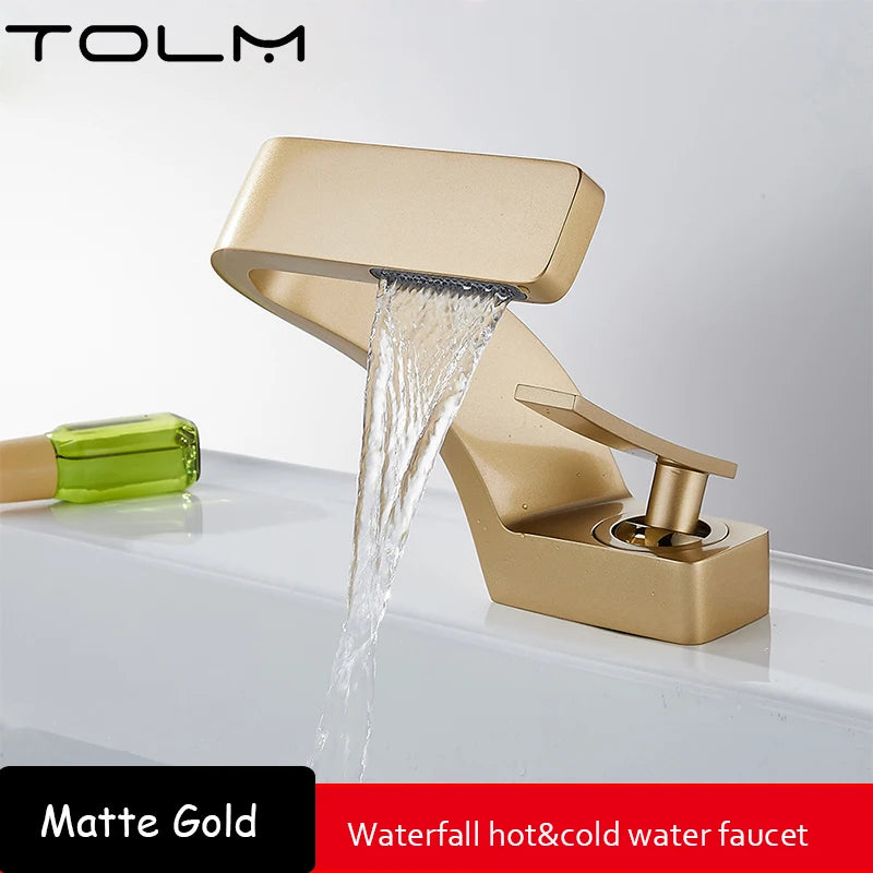 Tolm Basin Faucet Modern Bathroom Mixer Tap Orange