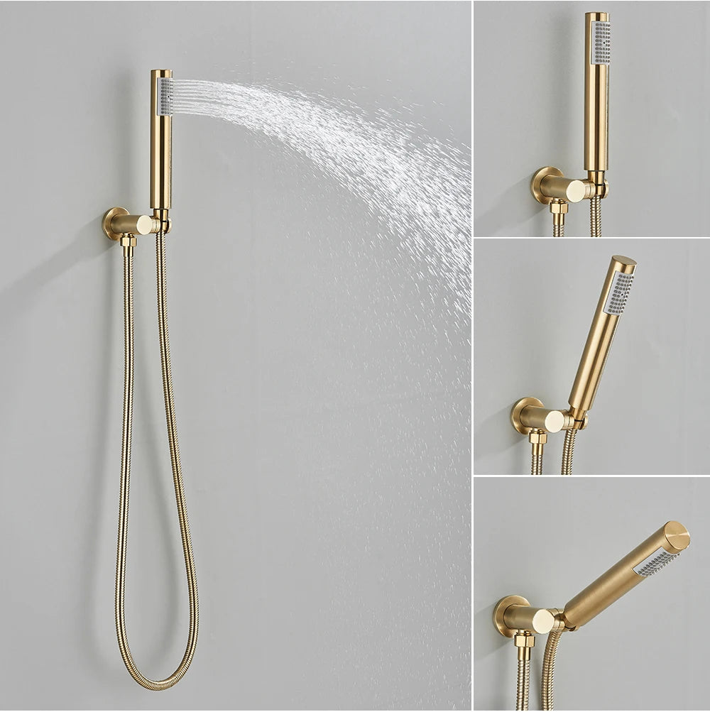 Brushed Gold Shower Faucet Embedded In Ways Shower