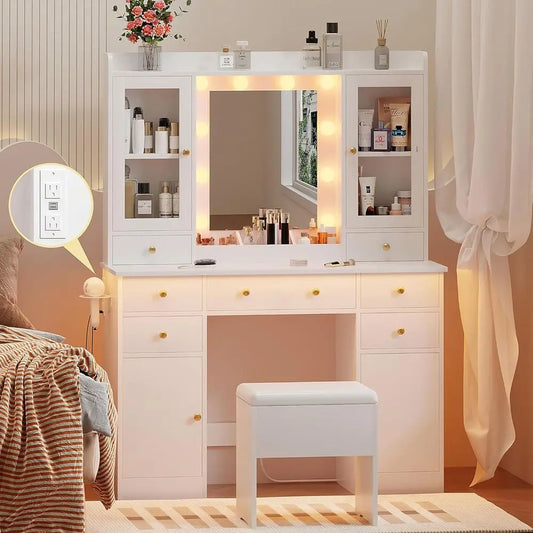 Vanity Table Adjustable Color Lighting Suitable Women Bedrooms