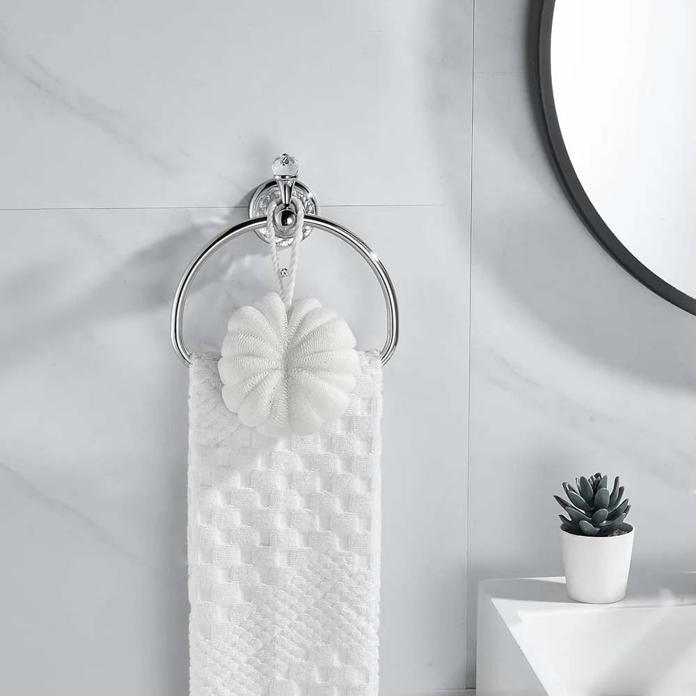 Luxury Crystal Gold Bathroom Hardware Wall Mounted Retractable