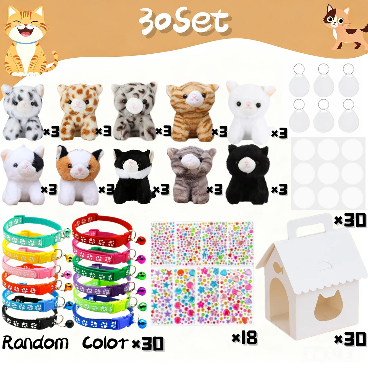 8-32set Adopt Kitten Party Favors Cat Stuffed Animals
