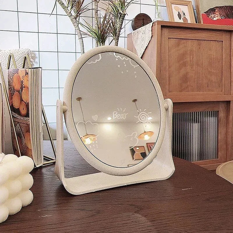 Bathroom Foldable Desktop Makeup Mirror 360 Degree Rotating