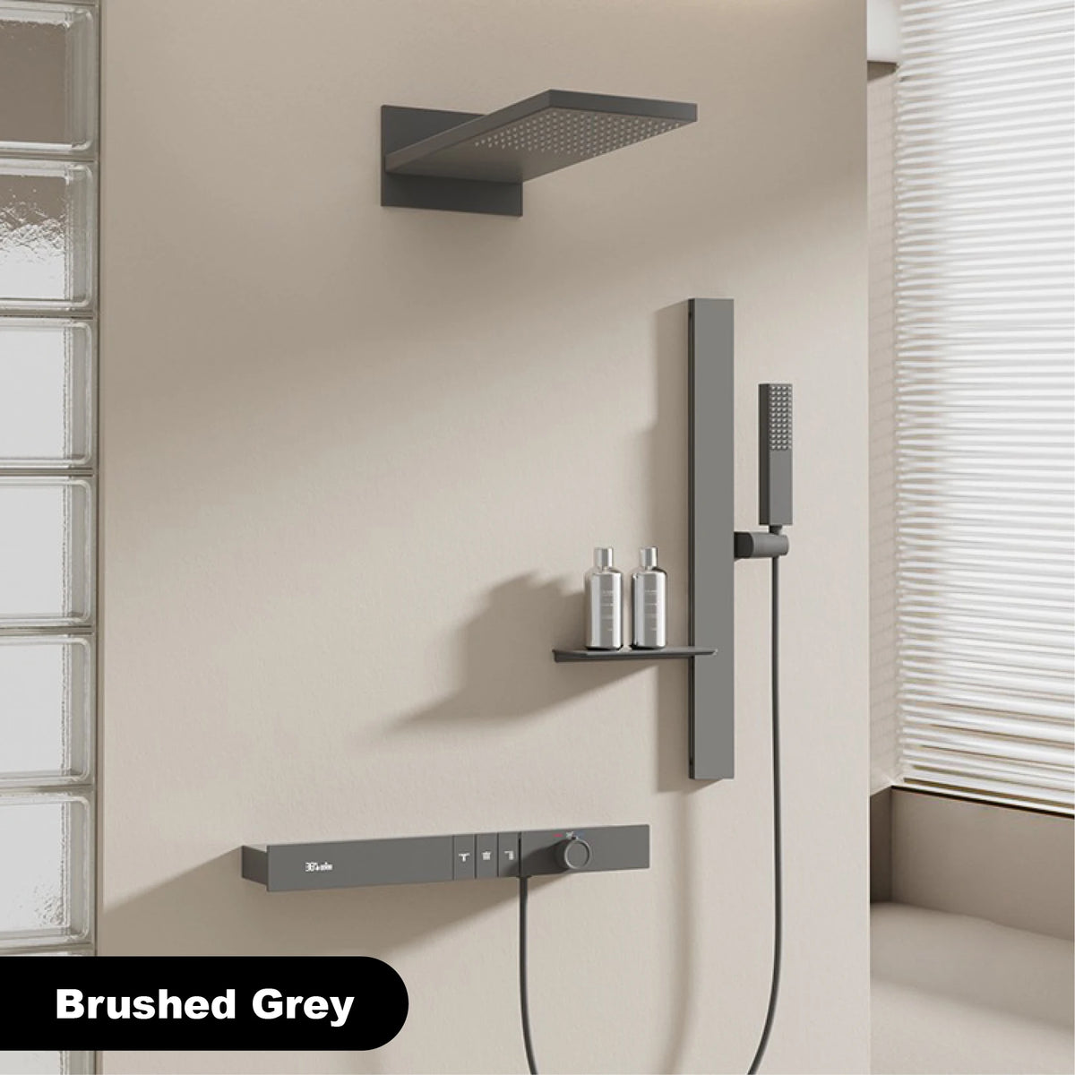 Luxury Ceiling Thermostatic Shower System Black Brass Function