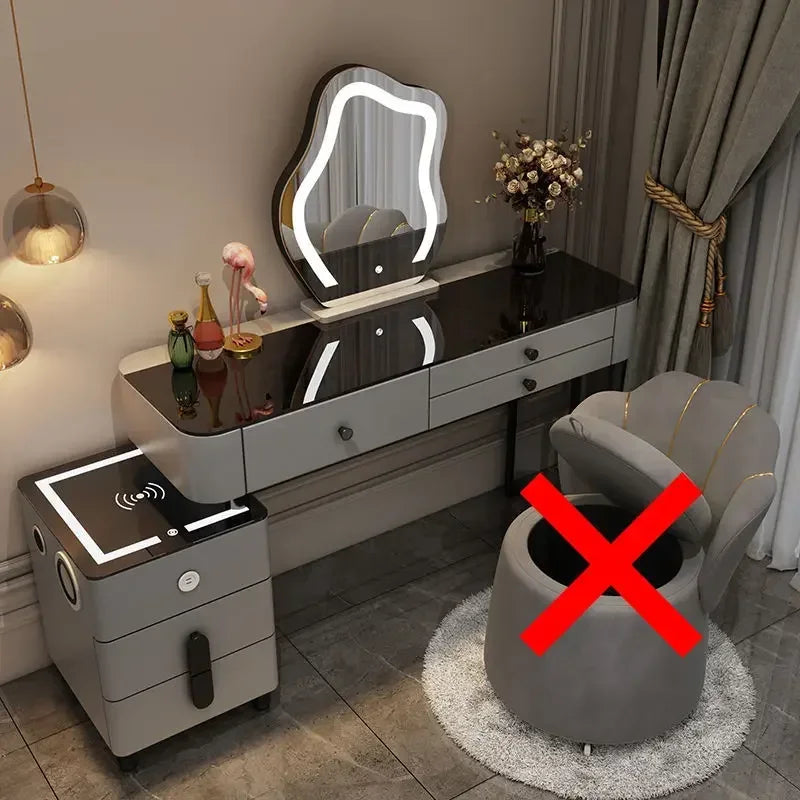 Nordic Glass Luxury Dressing Table Smart Wireless Charging