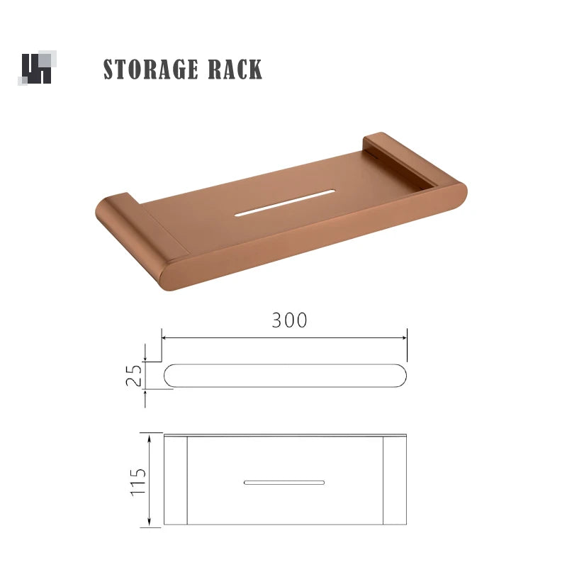 Rose Gold Bathroom Wall Mount Shelf Toilet Bath
