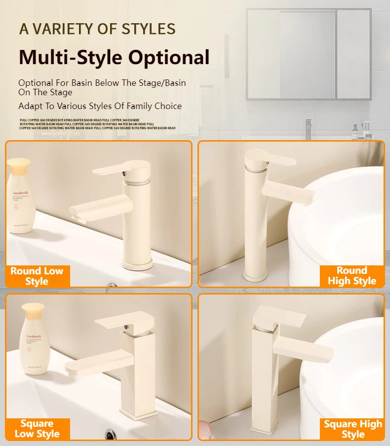 Milk White Handle Deck Mounted Basin Sink Faucet