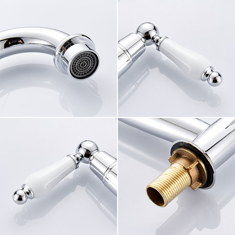 Ceramic Handle Faucet European Style Full Brass Retro