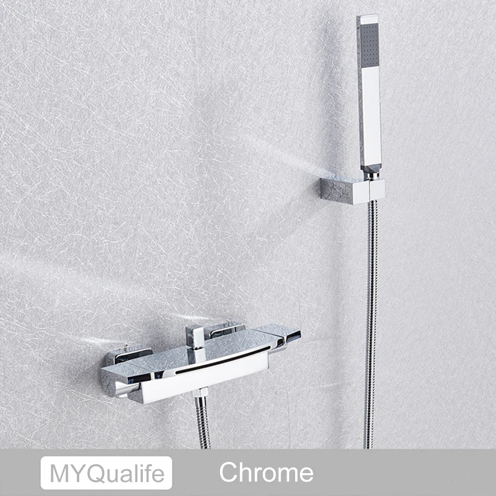 Myqualife Matte Black Bathroom Faucet Function Bathtub Facuet
